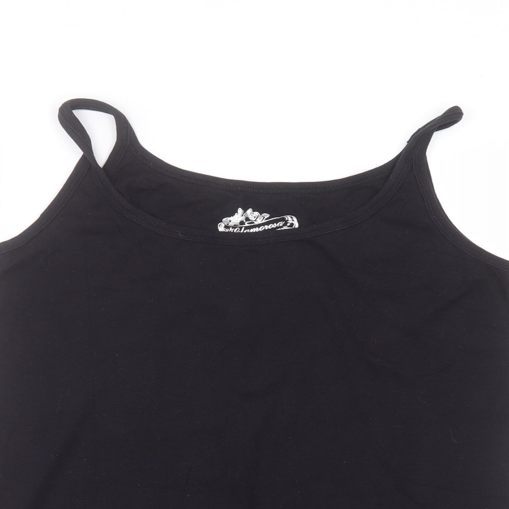 glamourosa Womens Black  Cotton Basic T-Shirt Size 18 Round Neck