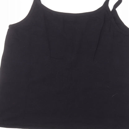 glamourosa Womens Black  Cotton Basic T-Shirt Size 18 Round Neck