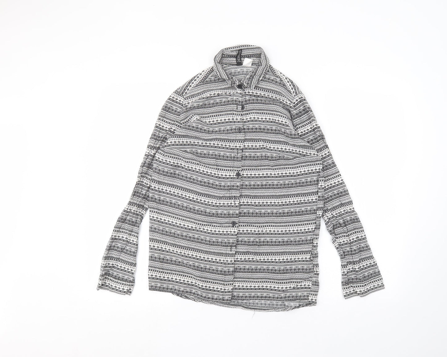 Womens UK Size 10 H&M White Basic Button-Up