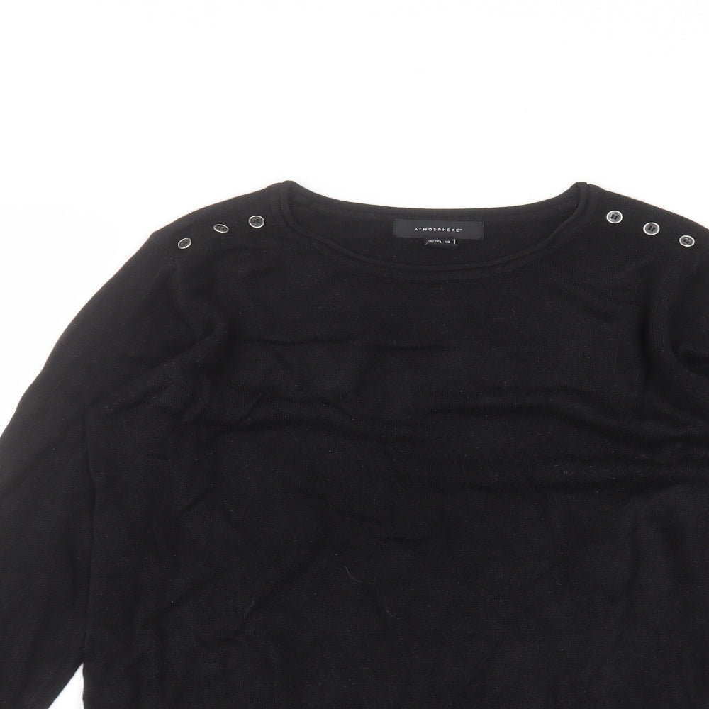 Womens UK Size 10 Atmosphere Black Basic T-Shirt
