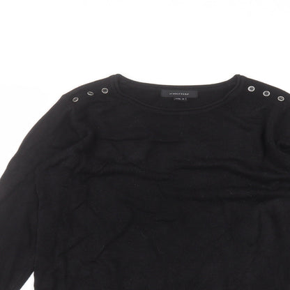 Womens UK Size 10 Atmosphere Black Basic T-Shirt