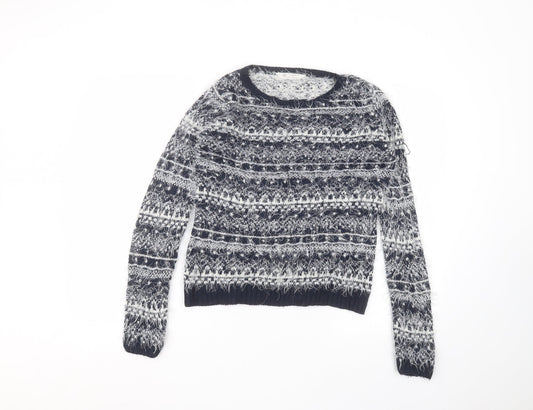 BHS Womens Blue Round Neck  Acrylic Pullover Jumper Size 8