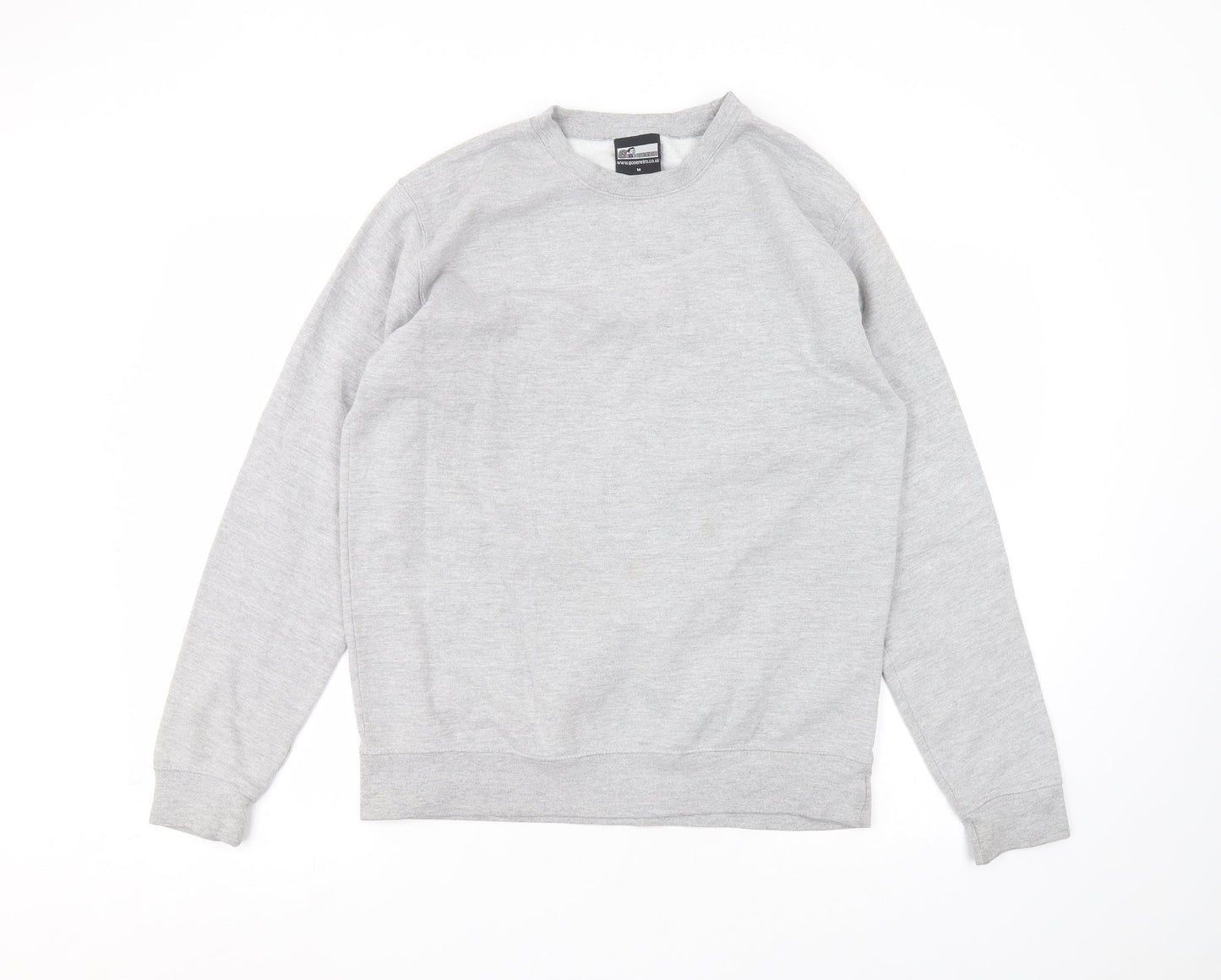 goneretro Mens Grey Round Neck  Cotton Pullover Jumper Size M