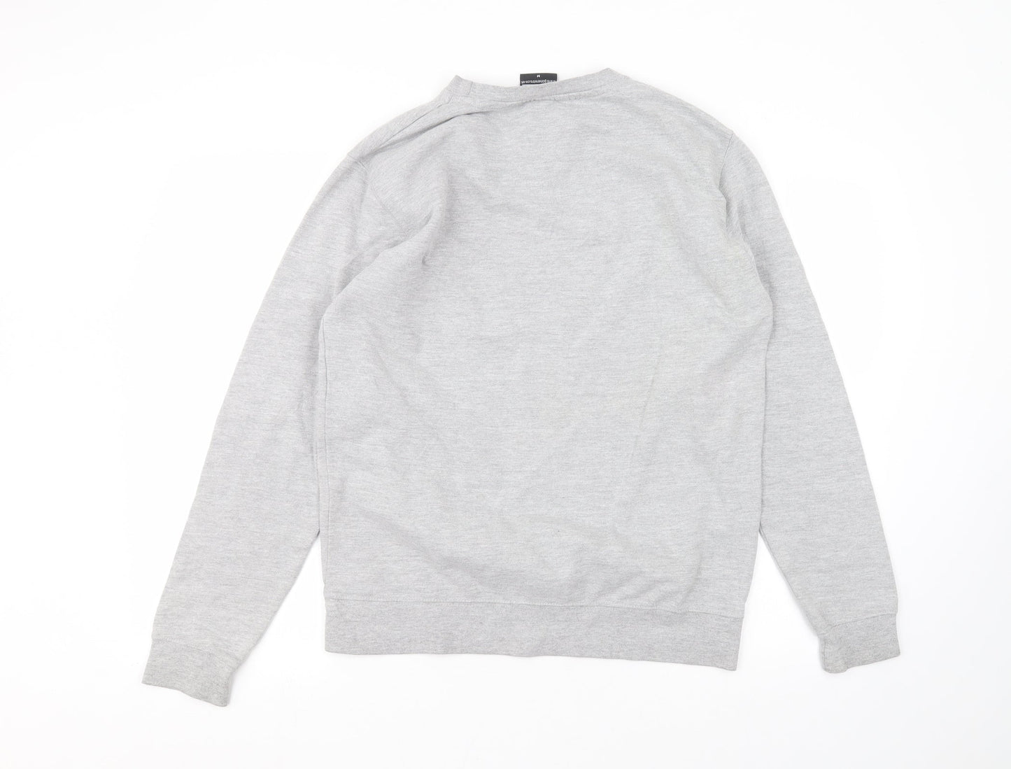 goneretro Mens Grey Round Neck  Cotton Pullover Jumper Size M
