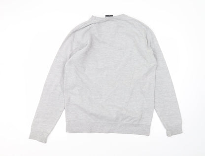 goneretro Mens Grey Round Neck  Cotton Pullover Jumper Size M