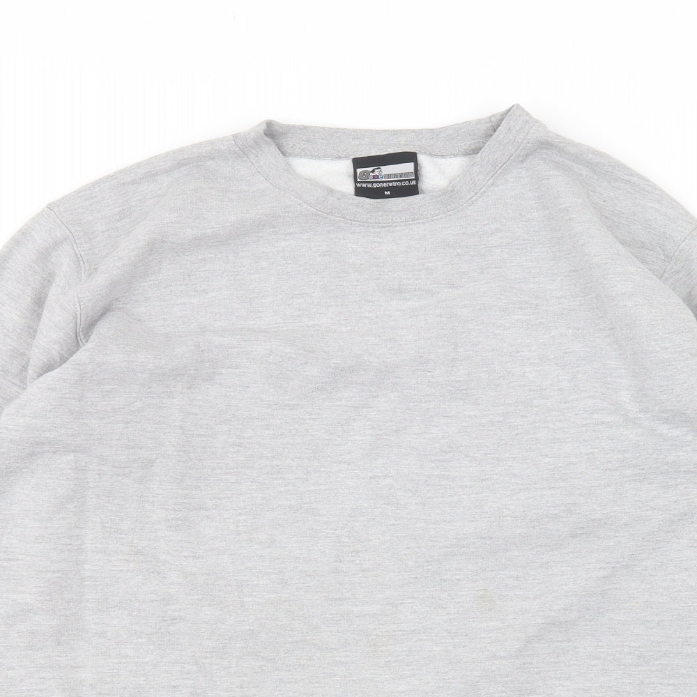goneretro Mens Grey Round Neck  Cotton Pullover Jumper Size M