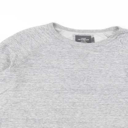 H&M Mens Grey Round Neck  Cotton Pullover Jumper Size L