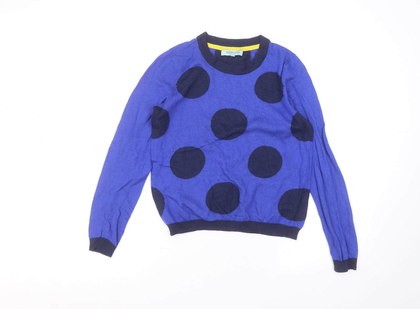 Dickens & jones Womens Blue Polka Dot Nylon Basic T-Shirt Size S Round Neck