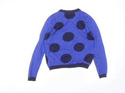 Dickens & jones Womens Blue Polka Dot Nylon Basic T-Shirt Size S Round Neck