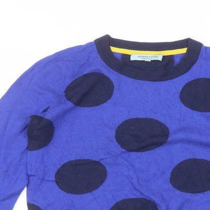 Dickens & jones Womens Blue Polka Dot Nylon Basic T-Shirt Size S Round Neck