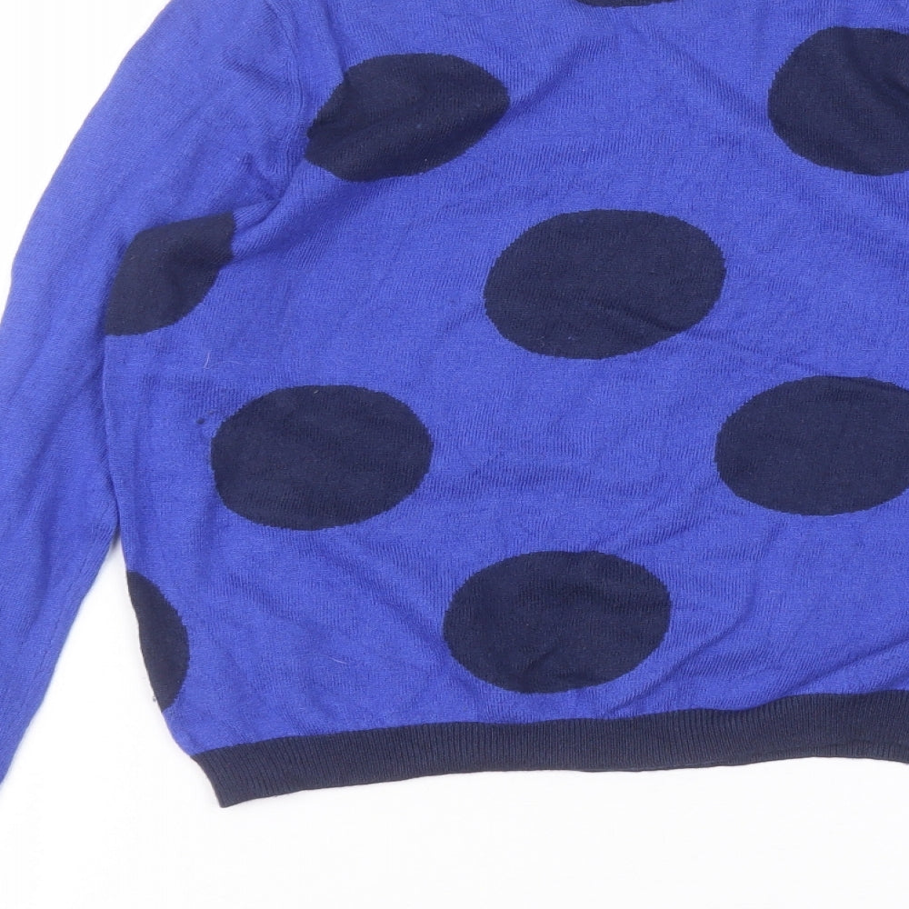 Dickens & jones Womens Blue Polka Dot Nylon Basic T-Shirt Size S Round Neck