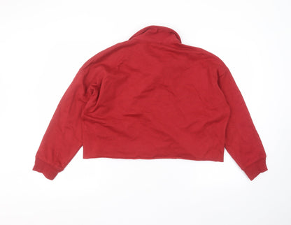 FOREVER 21 Womens Red Collared  Cotton Pullover Jumper Size L