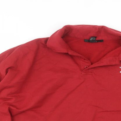 FOREVER 21 Womens Red Collared  Cotton Pullover Jumper Size L