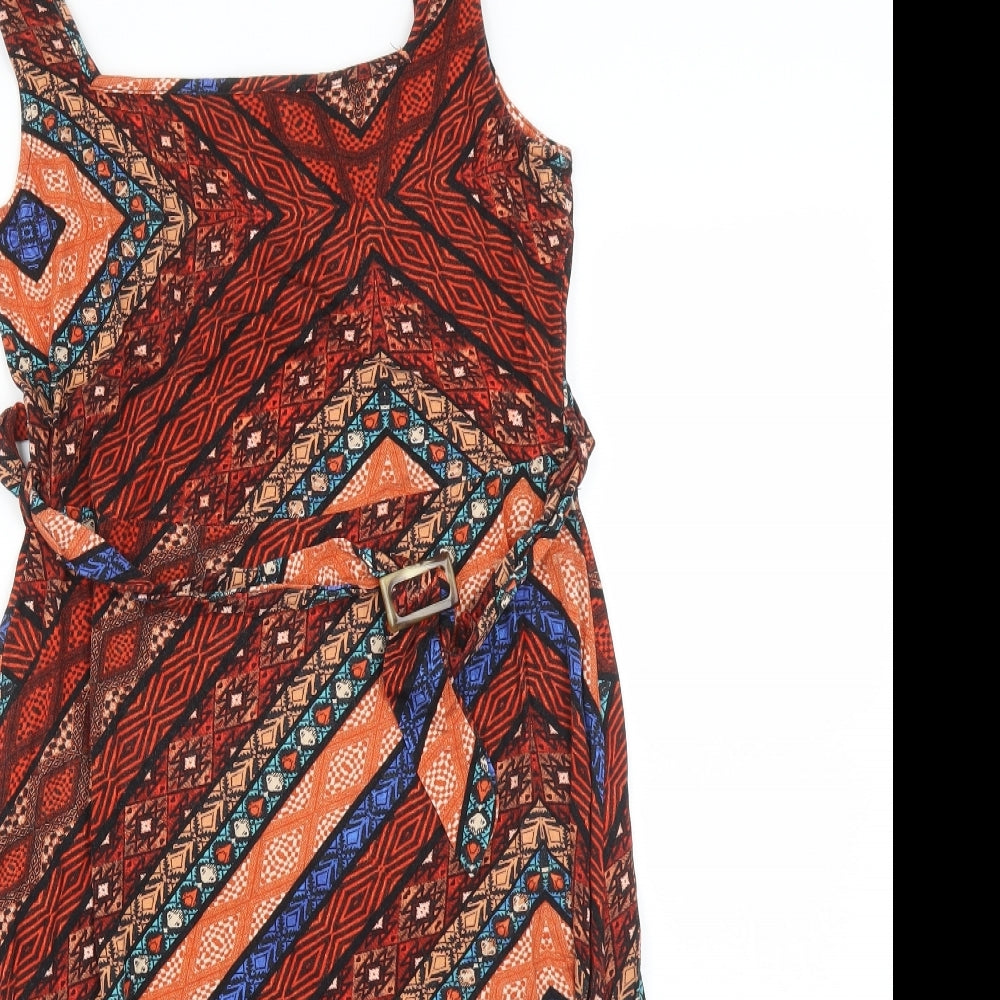 TU Womens Multicoloured Geometric Viscose A-Line  Size 10