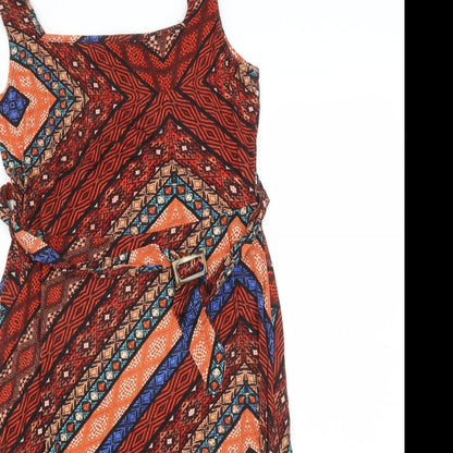 TU Womens Multicoloured Geometric Viscose A-Line  Size 10