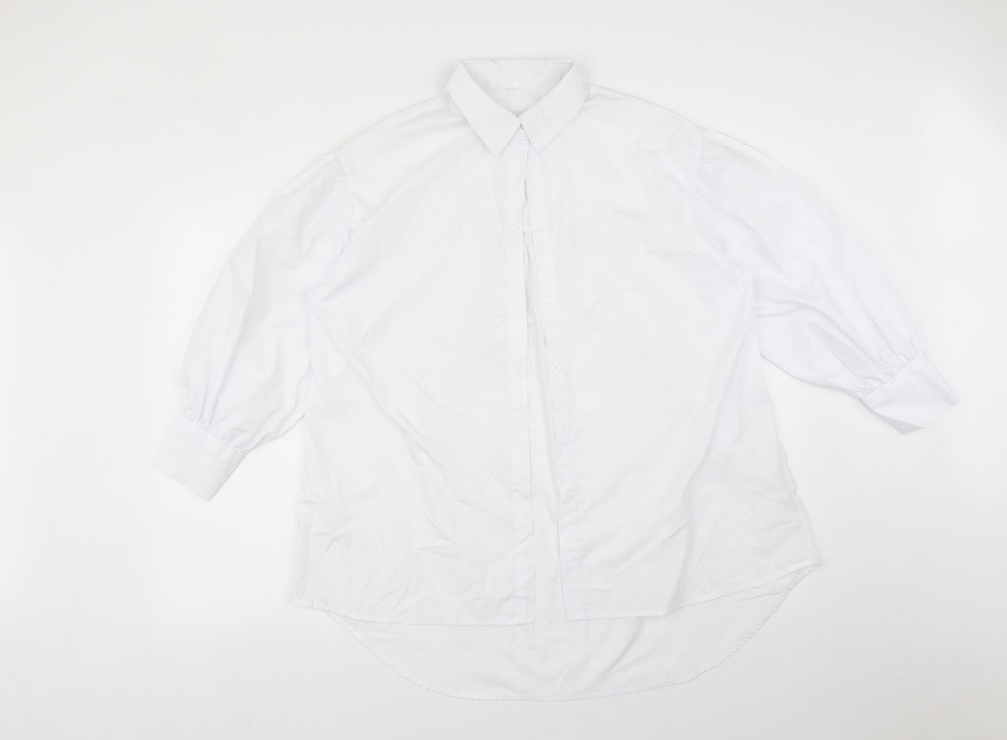 SheIn Womens White  Polyester Basic Button-Up Size M Collared