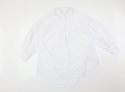 SheIn Womens White  Polyester Basic Button-Up Size M Collared