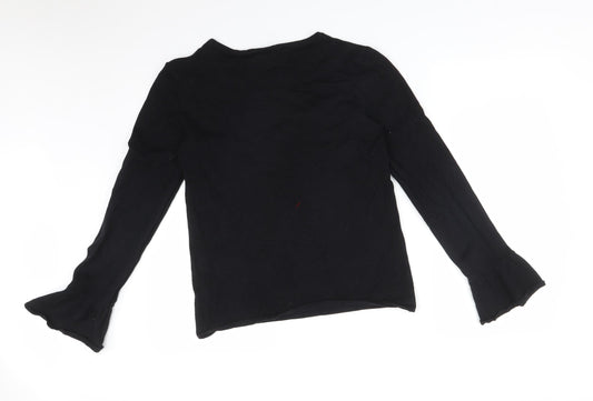 Womens UK Size L VILA Black Basic T-Shirt