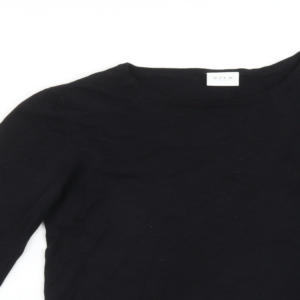 Womens UK Size L VILA Black Basic T-Shirt