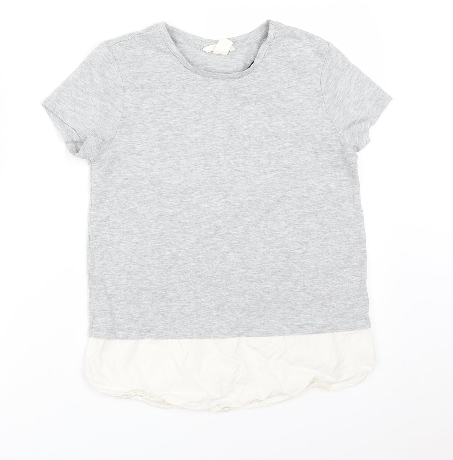 H&M Womens Grey  Cotton Basic T-Shirt Size XS Round Neck