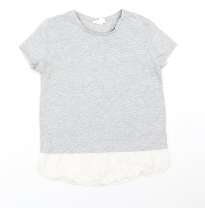 H&M Womens Grey  Cotton Basic T-Shirt Size XS Round Neck