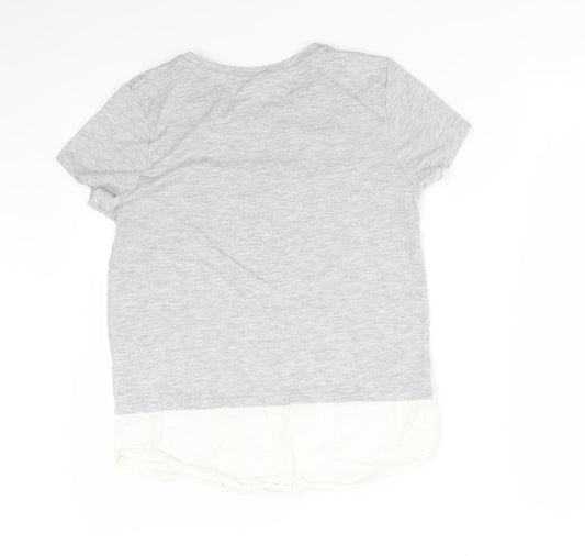 H&M Womens Grey  Cotton Basic T-Shirt Size XS Round Neck