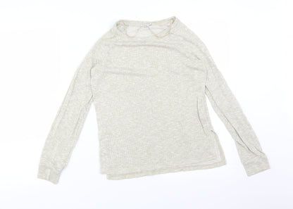 Womens UK Size XS Bershka Beige Basic T-Shirt