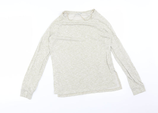 Bershka Womens Beige  Viscose Basic T-Shirt Size XS Round Neck