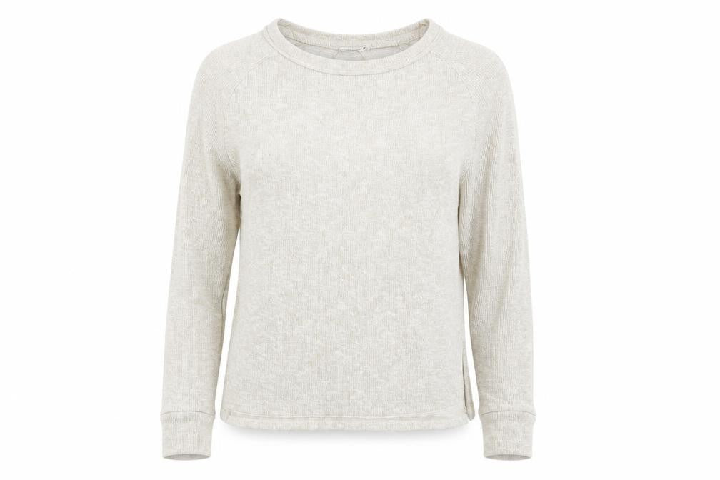 Front view of Bershka women’s beige viscose basic t-shirt, size XS, round neck