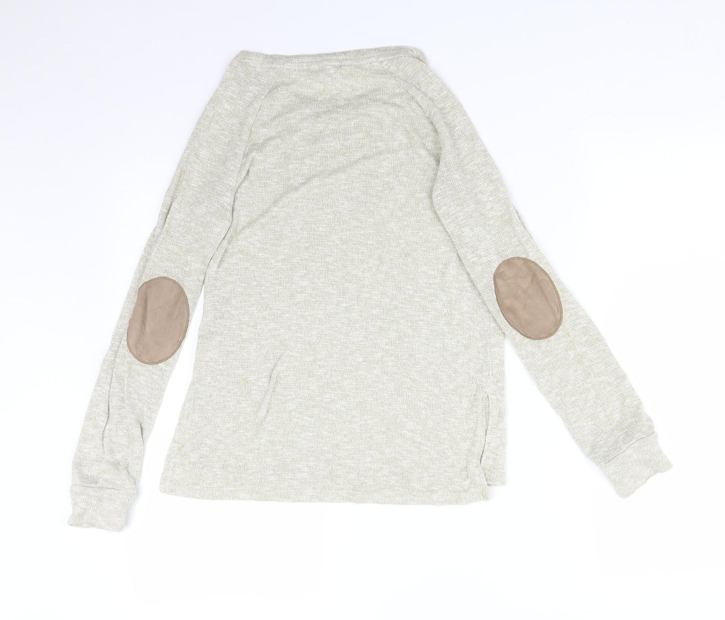 Womens UK Size XS Bershka Beige Basic T-Shirt