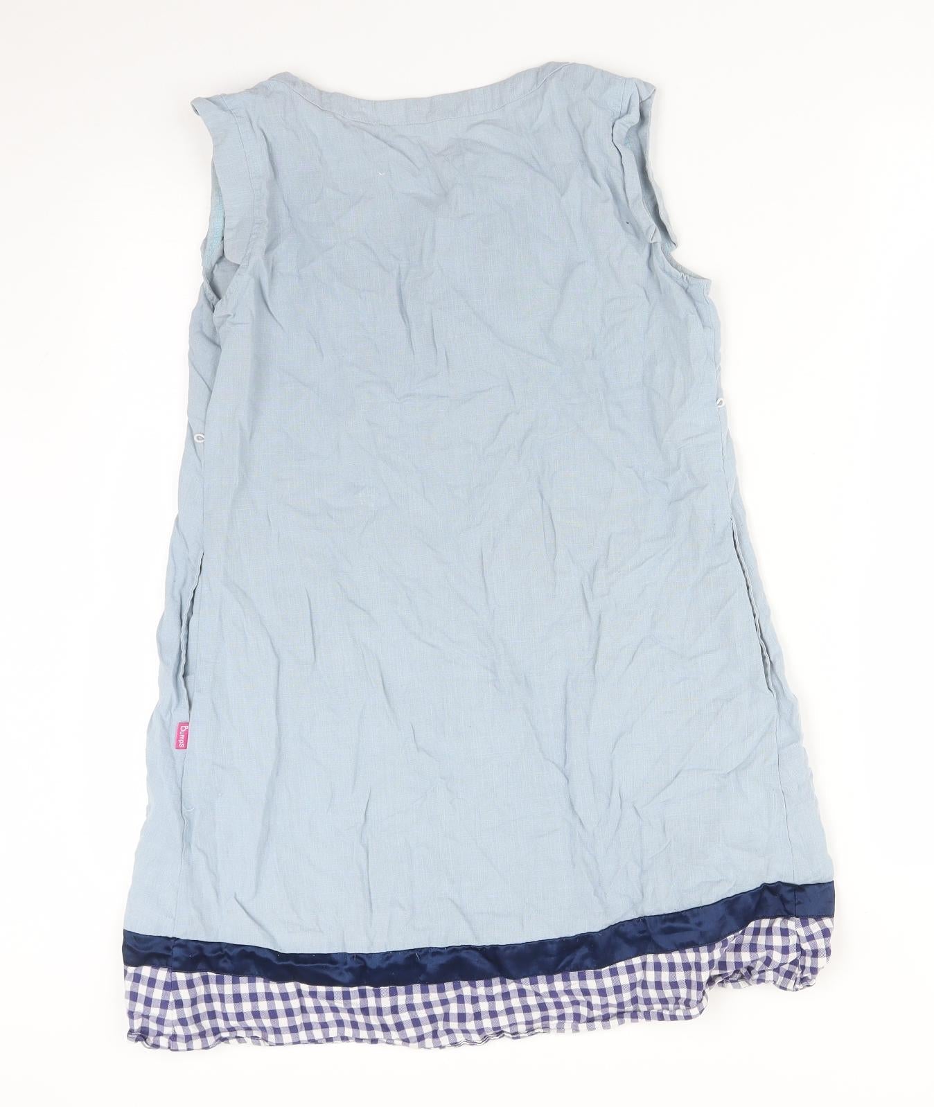 BUMPS Womens Blue Check  Basic T-Shirt Size M Round Neck