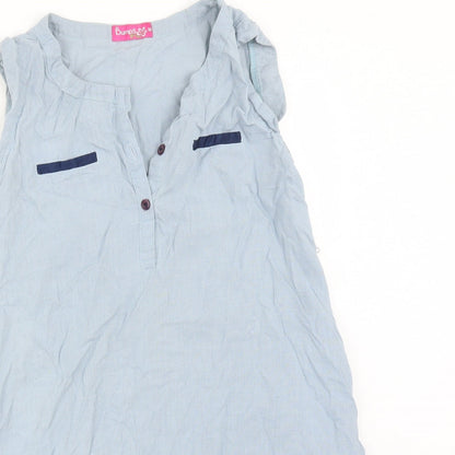 BUMPS Womens Blue Check  Basic T-Shirt Size M Round Neck