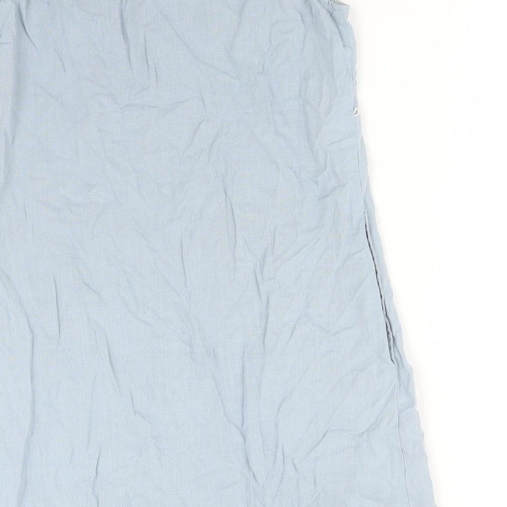 BUMPS Womens Blue Check  Basic T-Shirt Size M Round Neck