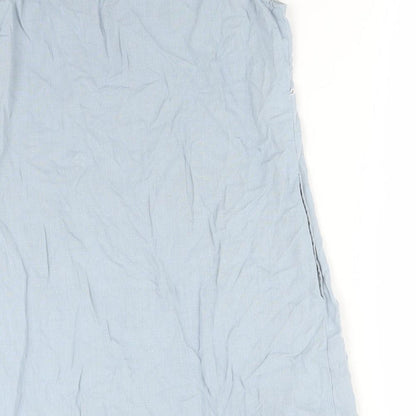 BUMPS Womens Blue Check  Basic T-Shirt Size M Round Neck