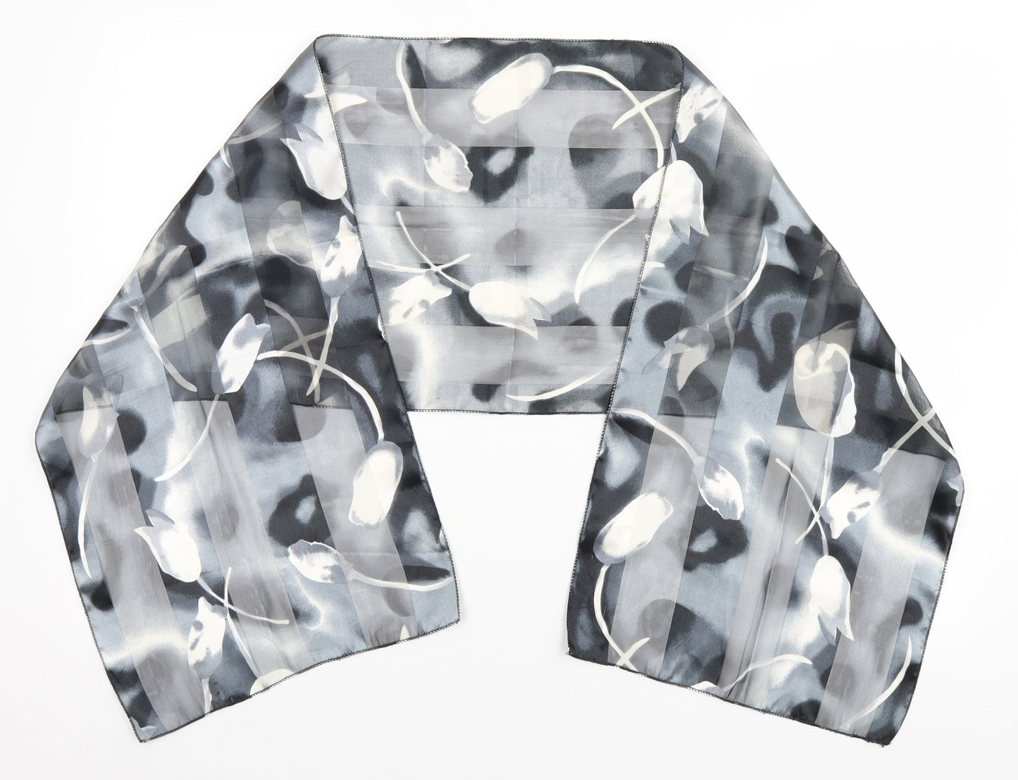 Preworn Unisex Grey Floral   Scarf