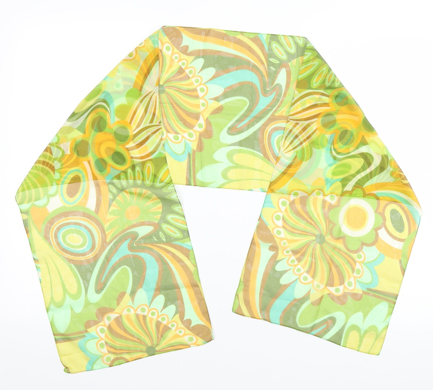 Preworn Unisex Green Floral   Scarf