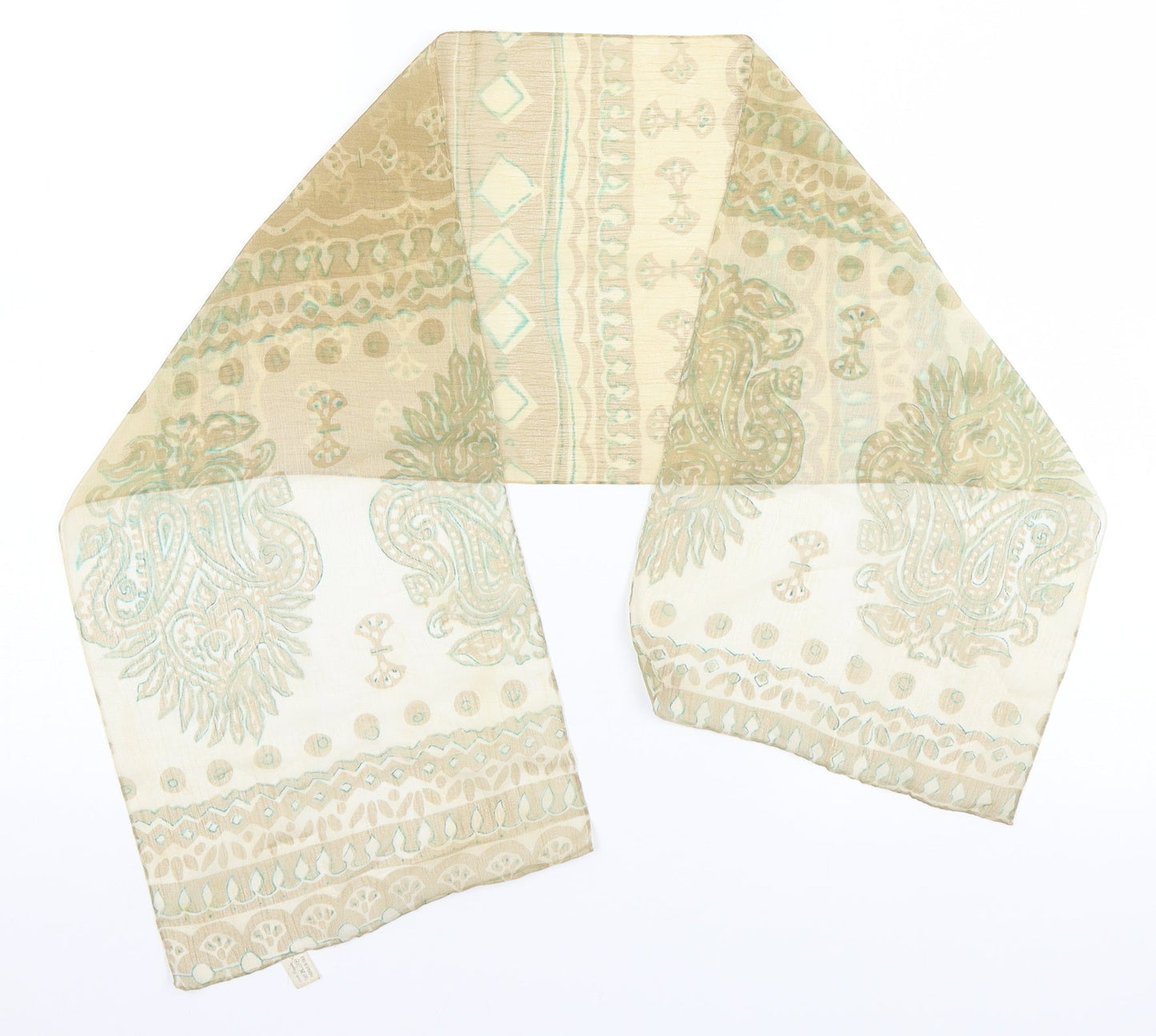 Preworn Unisex Beige Paisley Polyester  Scarf