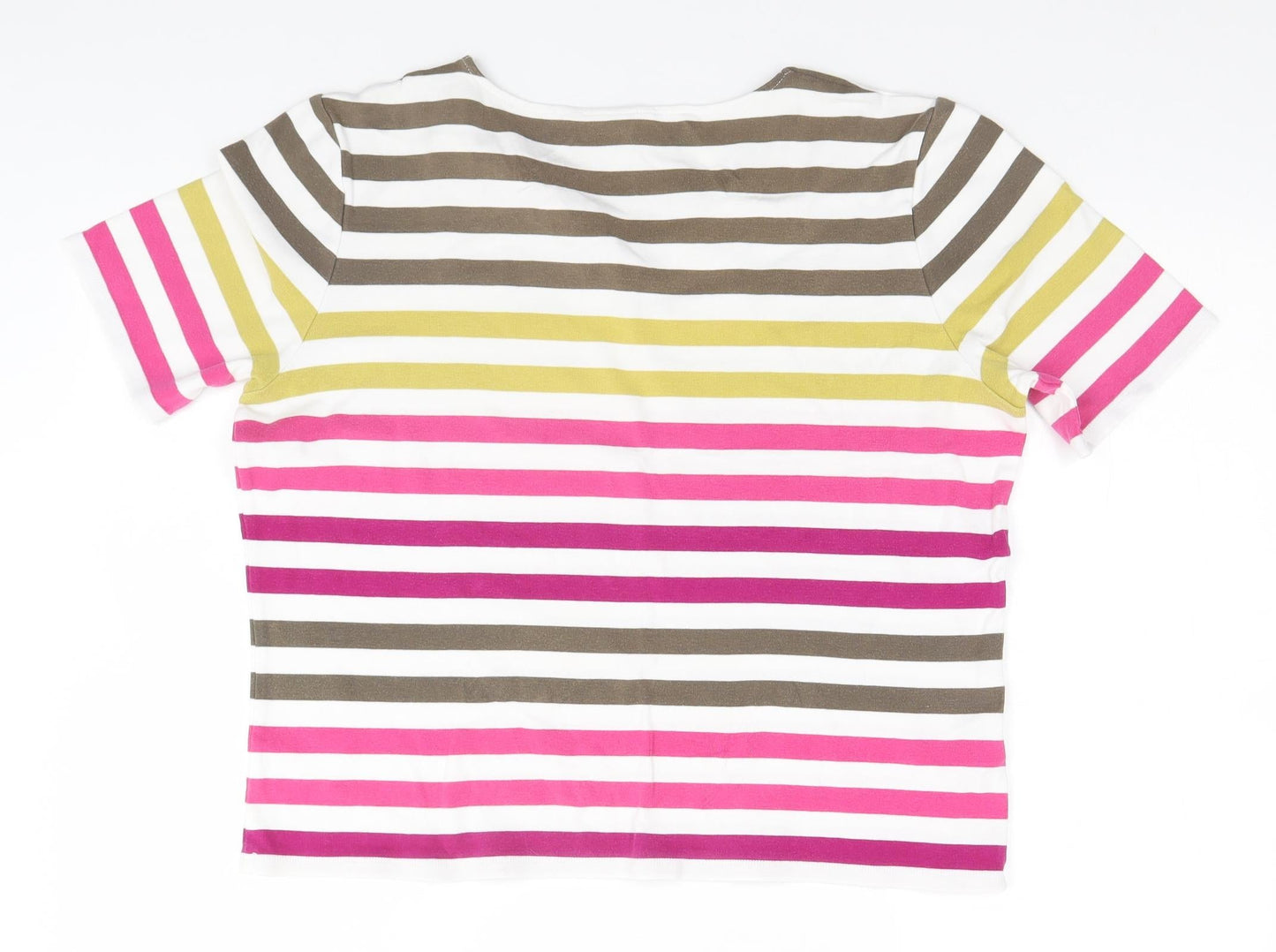 CC Womens White Striped Cotton Basic T-Shirt Size L