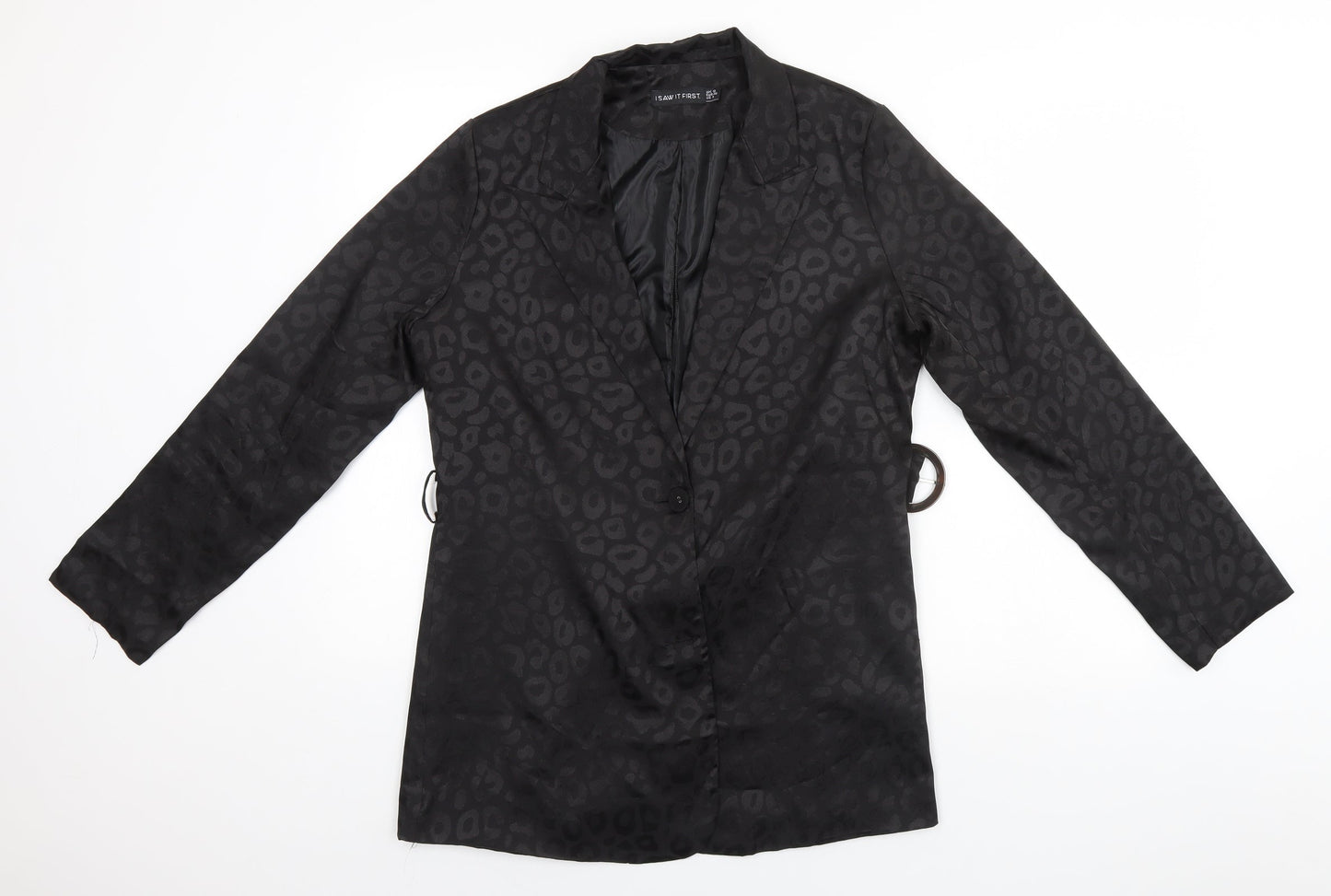 I SAW IT FIRST Womens Black Animal Print Cotton Top Pyjama Top Size 12