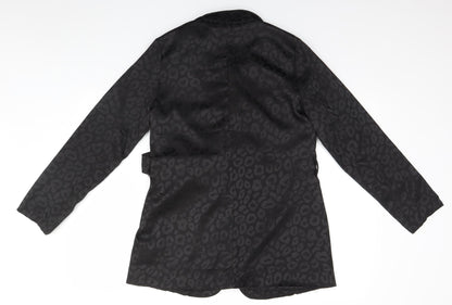 I SAW IT FIRST Womens Black Animal Print Cotton Top Pyjama Top Size 12