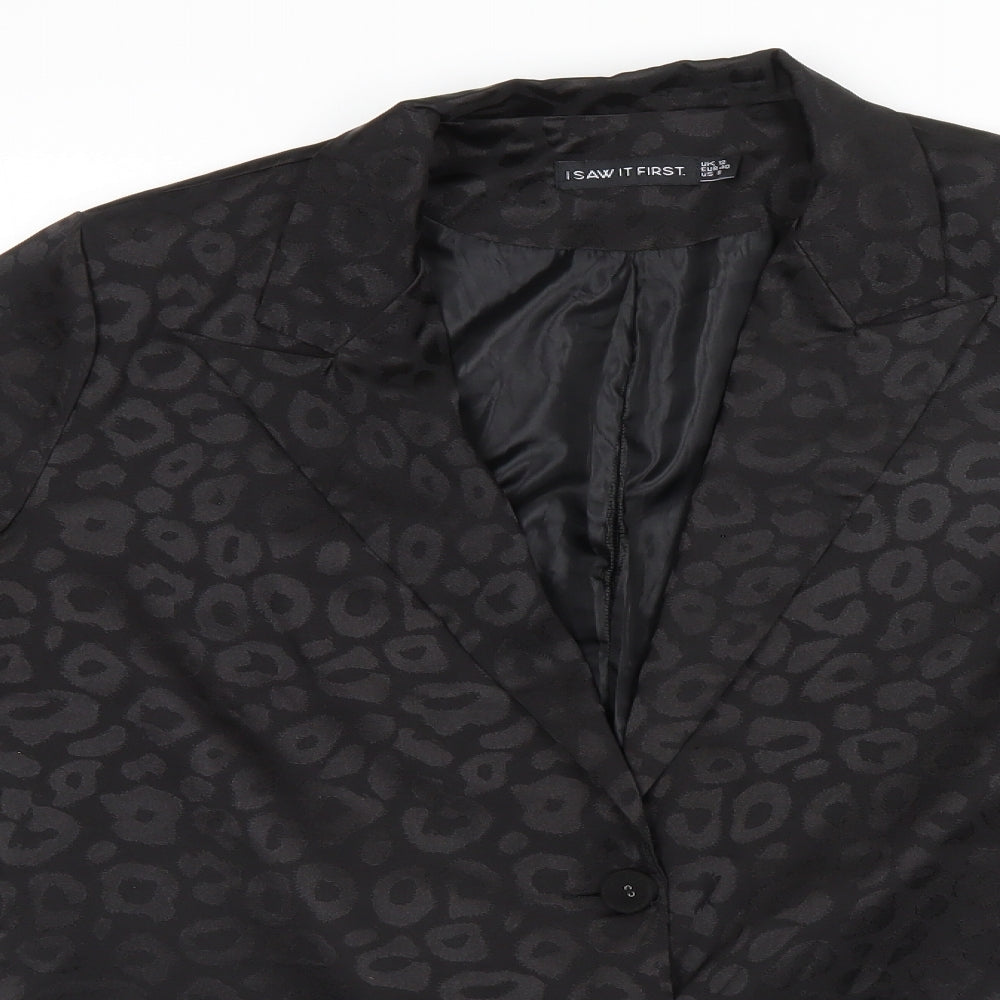 I SAW IT FIRST Womens Black Animal Print Cotton Top Pyjama Top Size 12
