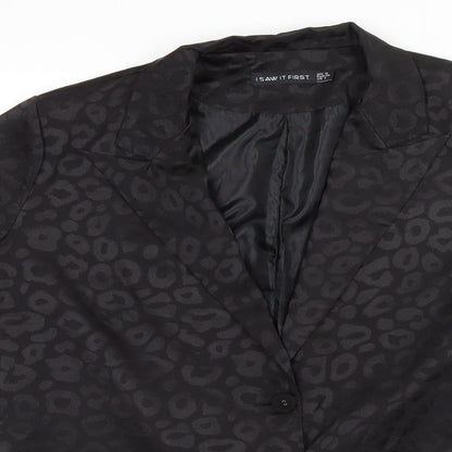 I SAW IT FIRST Womens Black Animal Print Cotton Top Pyjama Top Size 12