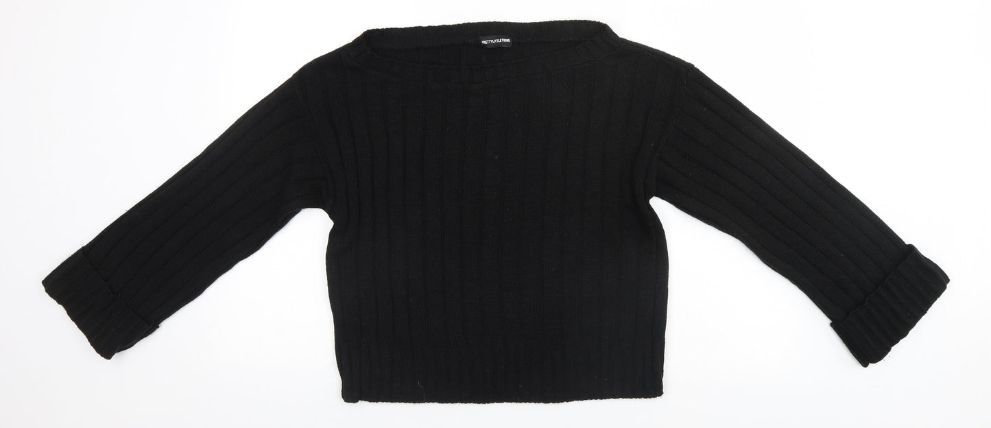 Womens UK Size M PRETTYLITTLETHING Black Pullover Jumper