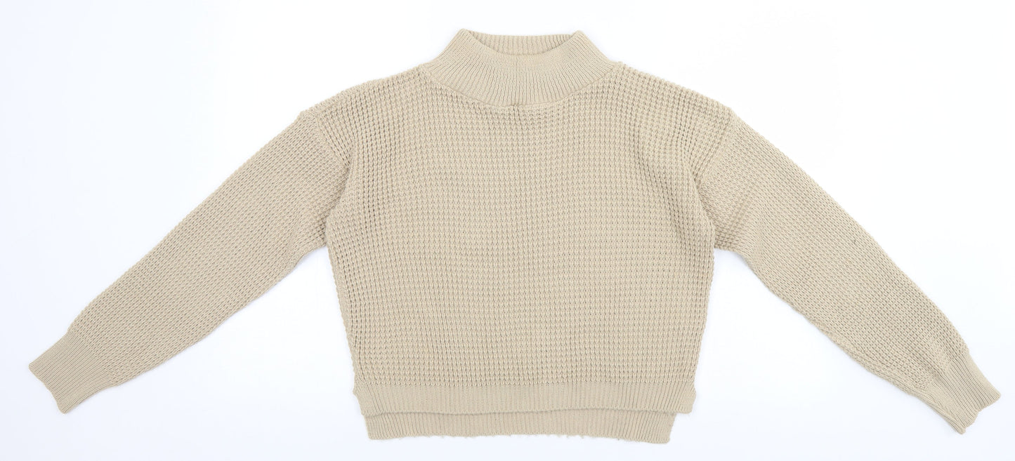 I SAW IT FIRST Mens Beige High Neck  Acrylic Pullover Jumper Size M