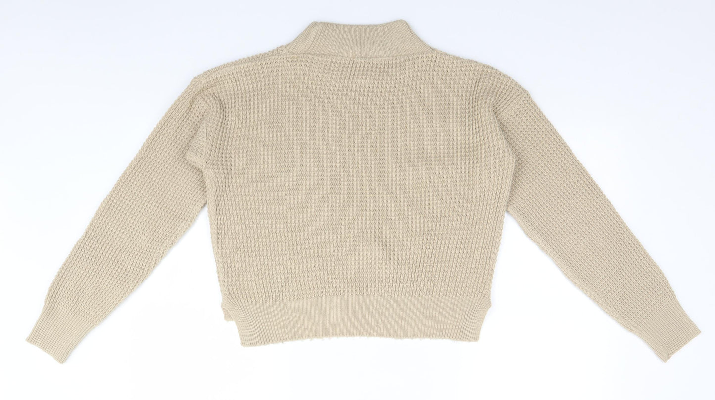 I SAW IT FIRST Mens Beige High Neck  Acrylic Pullover Jumper Size M