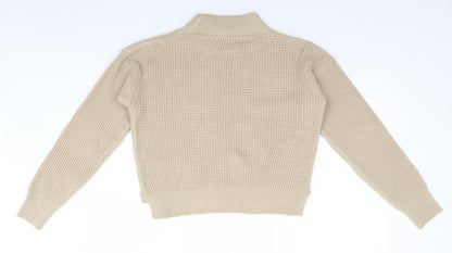 I SAW IT FIRST Mens Beige High Neck  Acrylic Pullover Jumper Size M