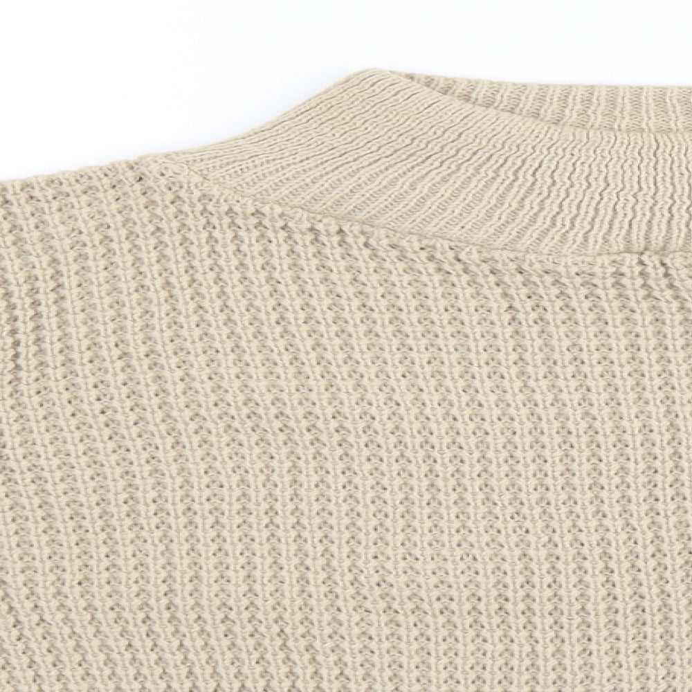 I SAW IT FIRST Mens Beige High Neck  Acrylic Pullover Jumper Size M