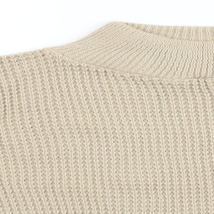I SAW IT FIRST Mens Beige High Neck  Acrylic Pullover Jumper Size M