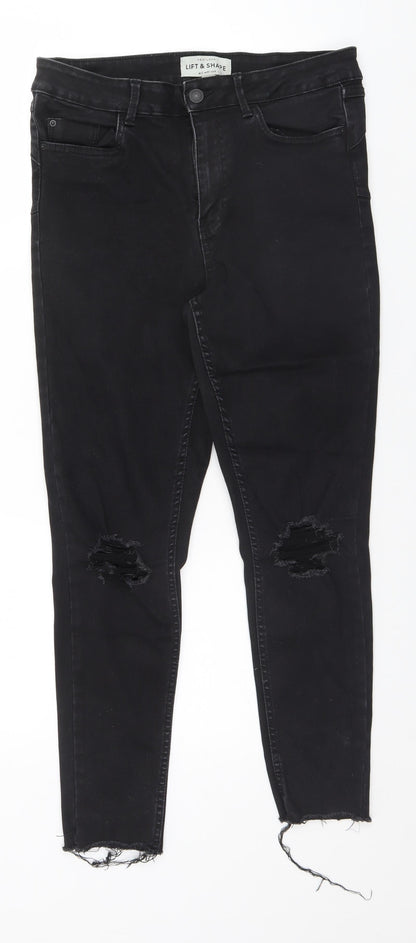 New Look Womens Black  Cotton Straight Jeans Size 12 L25 in Regular