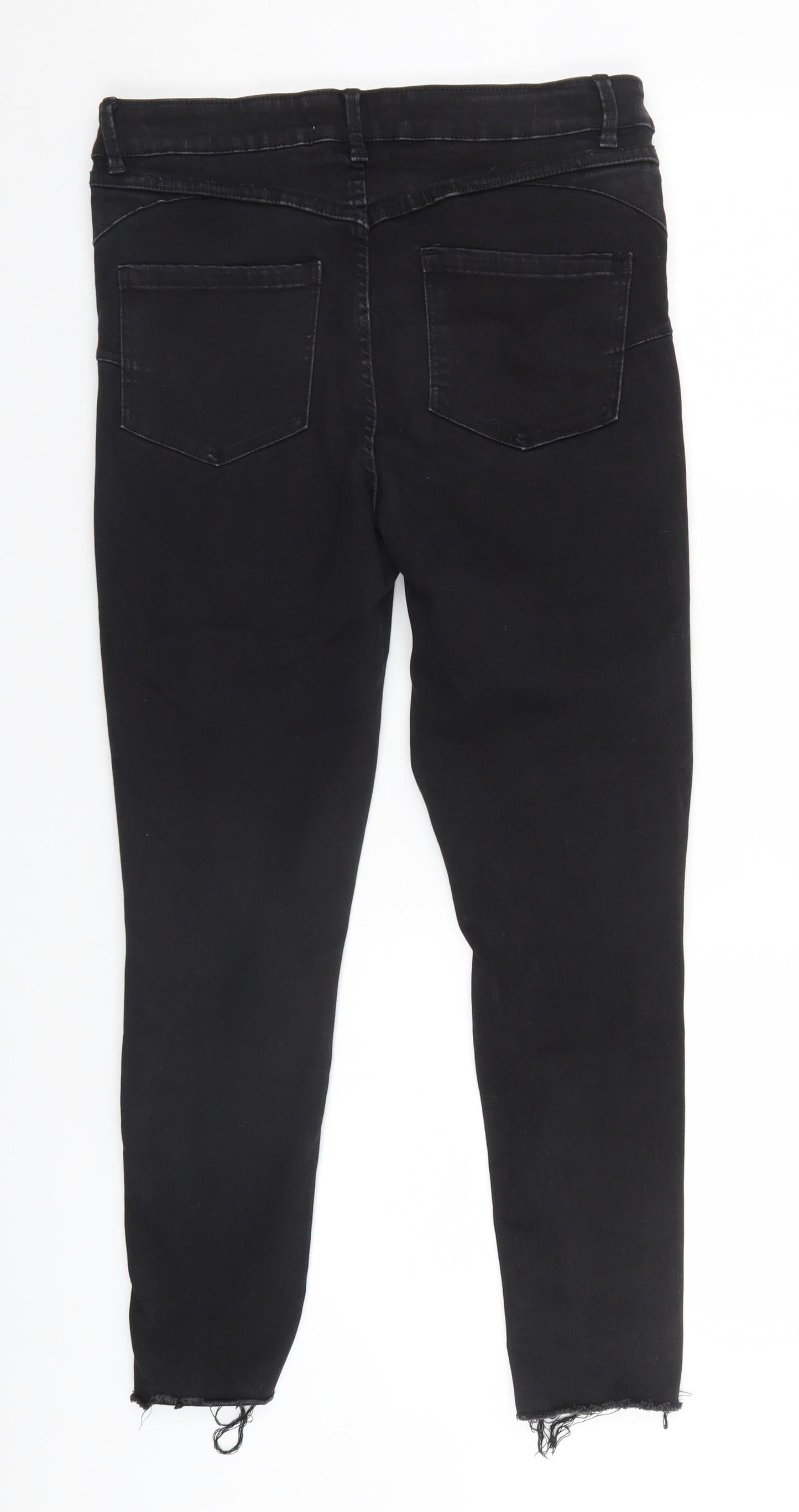 New Look Womens Black  Cotton Straight Jeans Size 12 L25 in Regular